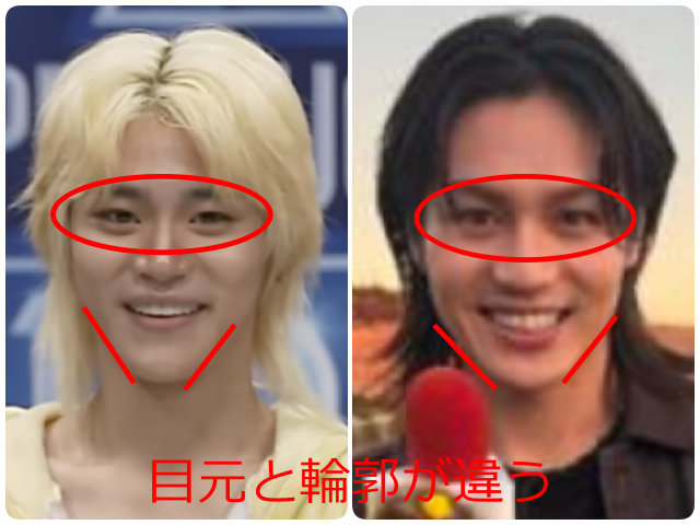 チェン・リッキーと松田元太の目元と輪郭を比較した画像。