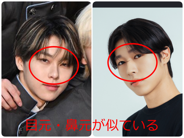 濱田永遠と都の目元・鼻筋を比較する画像。