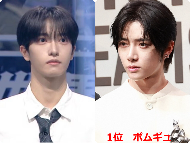 パク・シヨンとボムギュの顔写真を並べた比較画像。パク・シヨンに似ている有名人ランキング1位としてボムギュを紹介
